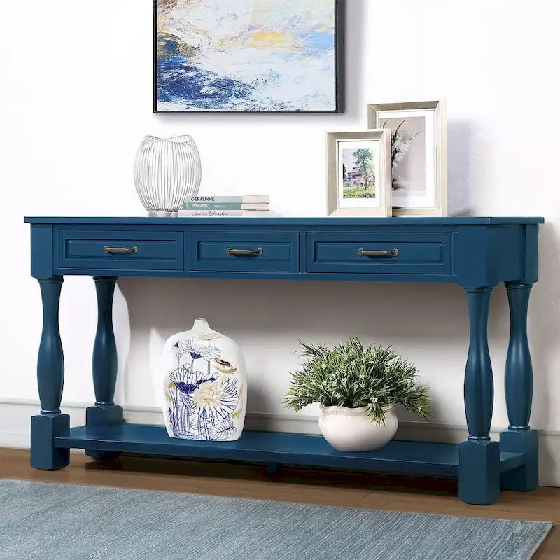 63.38" Sofa Console Table with 3 Drawers