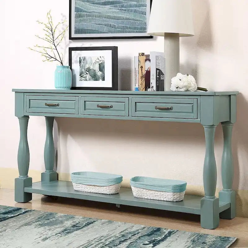 63.38" Sofa Console Table with 3 Drawers