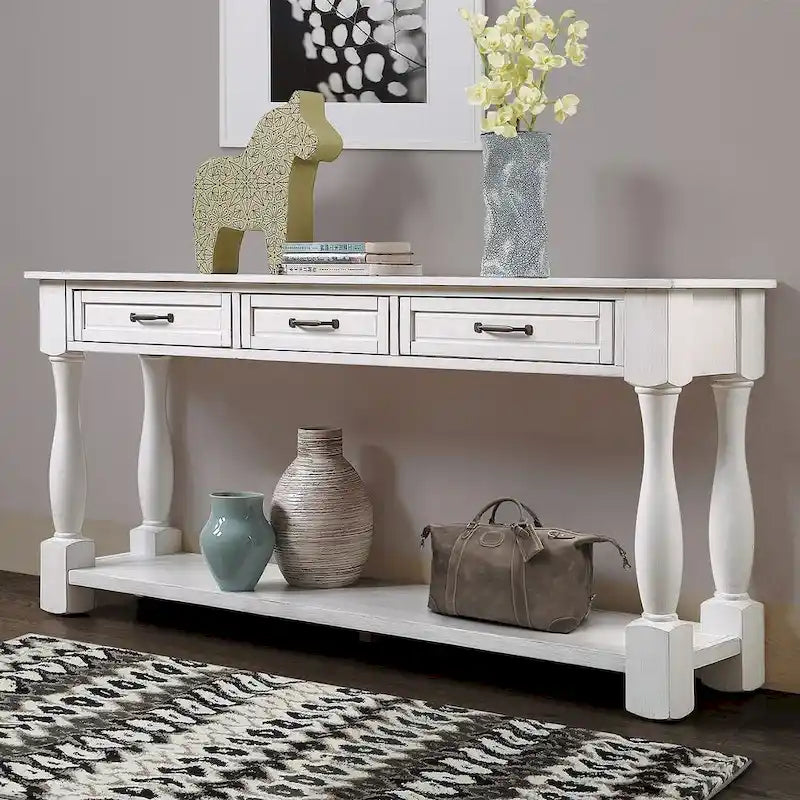 63.38" Sofa Console Table with 3 Drawers