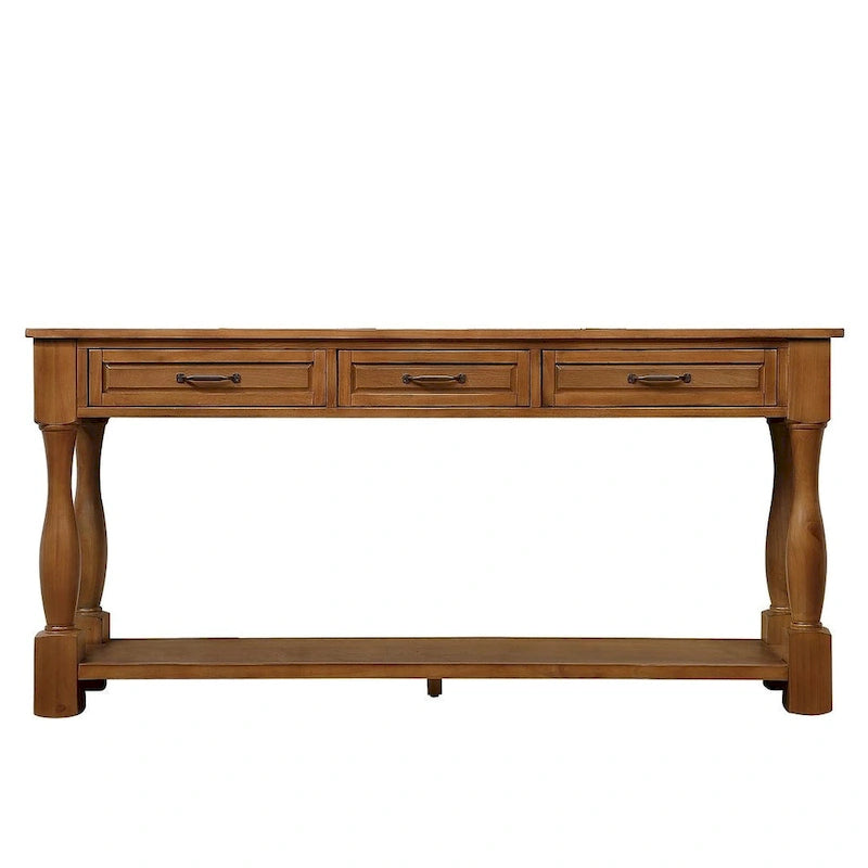 63.38" Sofa Console Table with 3 Drawers