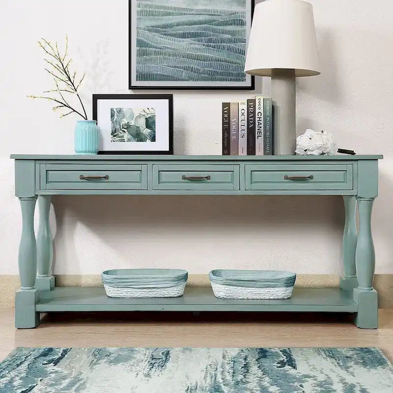 63.38" Sofa Console Table with 3 Drawers