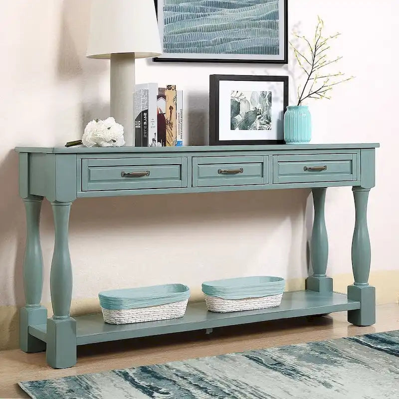 63.38" Sofa Console Table with 3 Drawers