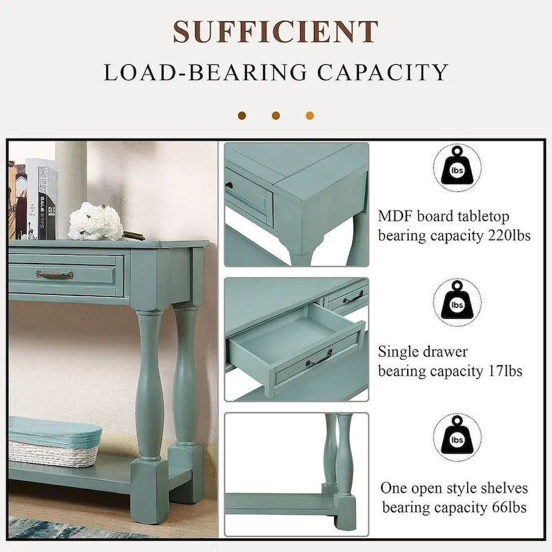63.38" Sofa Console Table with 3 Drawers
