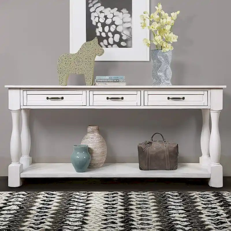 63.38" Sofa Console Table with 3 Drawers