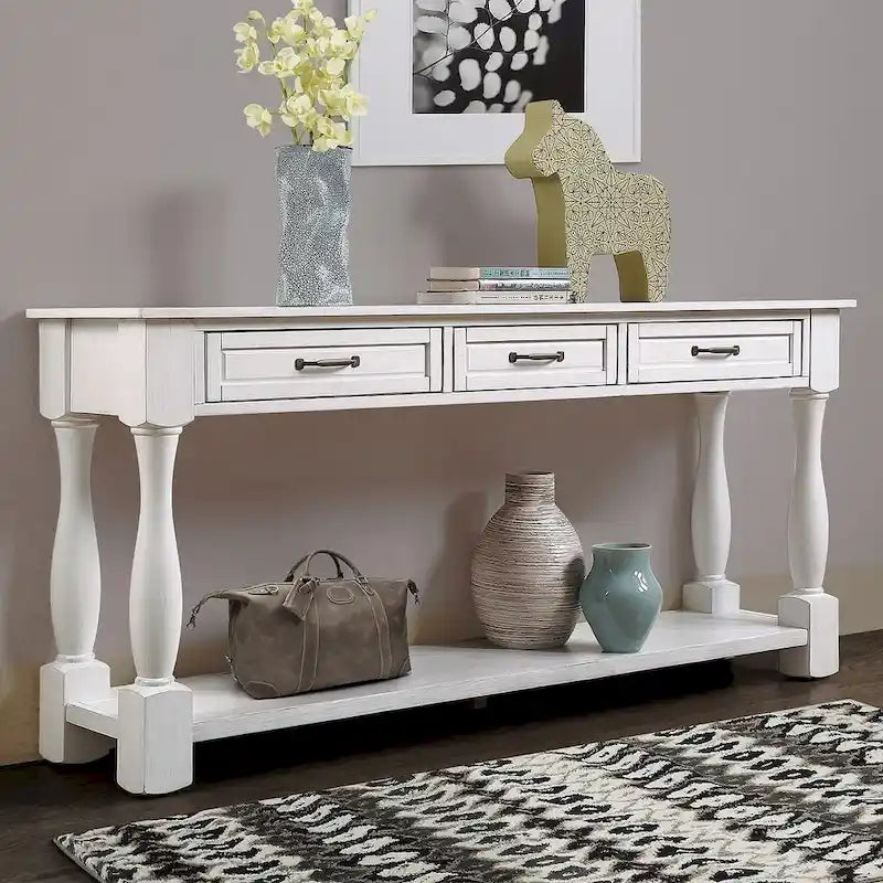 63.38" Sofa Console Table with 3 Drawers