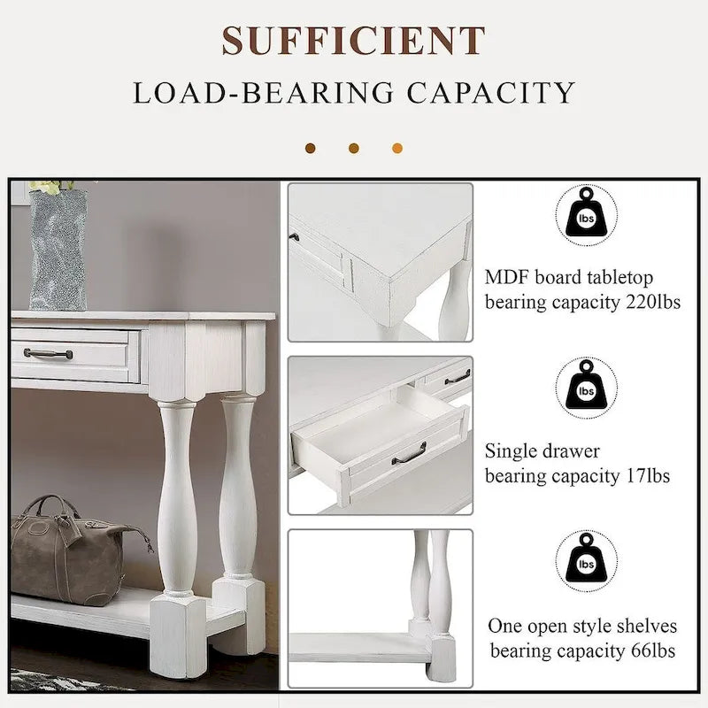 63.38" Sofa Console Table with 3 Drawers