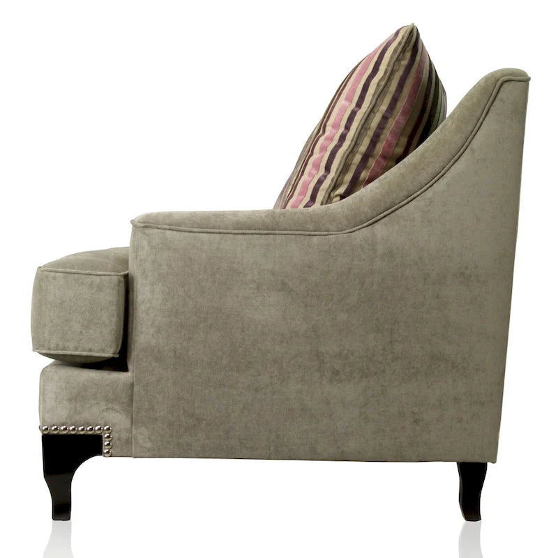 Contemporary Fabric Padded Nailhead Loveseat - Made in USA