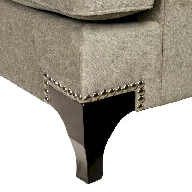 Contemporary Fabric Padded Nailhead Loveseat - Made in USA
