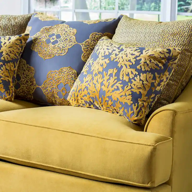 Contemporary Fabric Padded Nailhead Loveseat - Made in USA