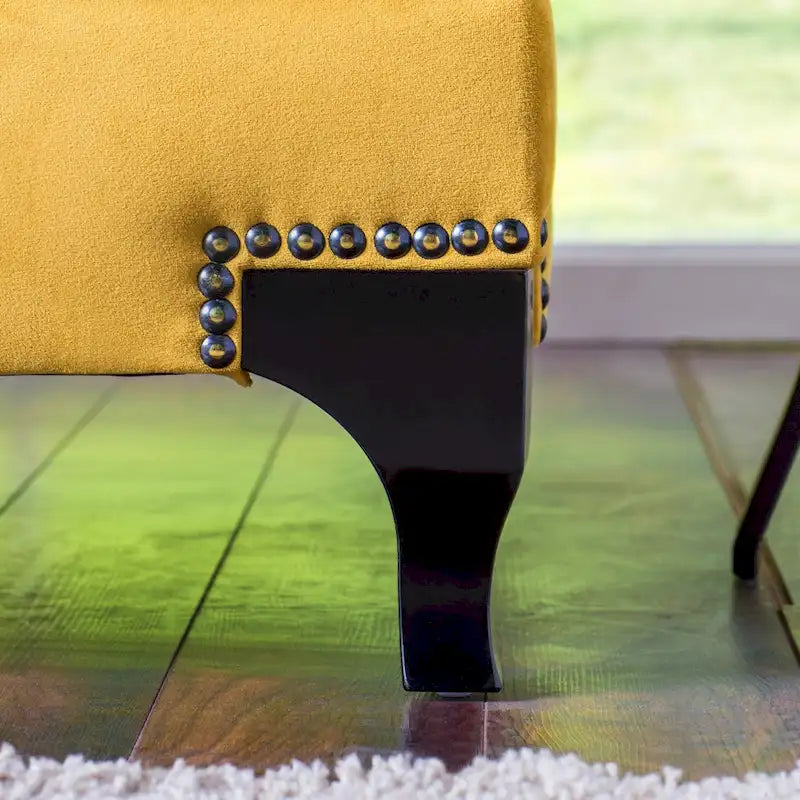 Contemporary Fabric Padded Nailhead Loveseat - Made in USA