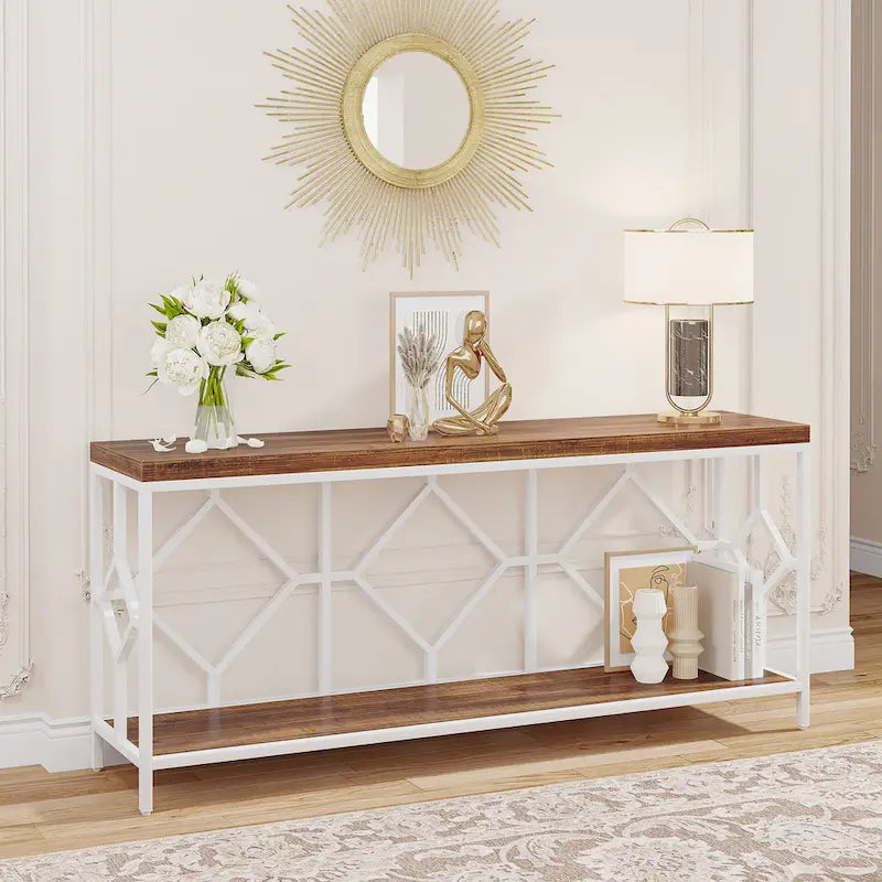 70.9 Inch Industrial Sofa Console Table with Open Storage Shelf