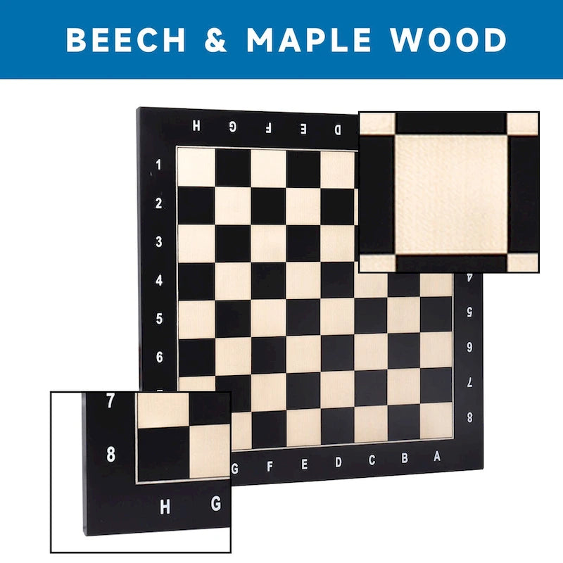 19x19 Wooden Inlaid Chessboard, Professional Staunton Tournament Chess Board with 2" Square