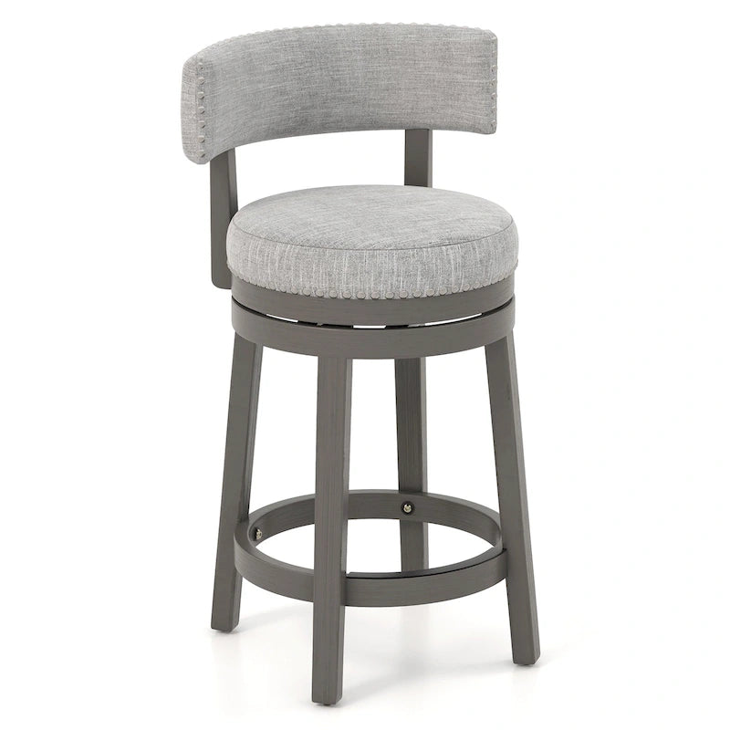 Tabouret de bar pivotant avec dossier rembourré et repose-pieds