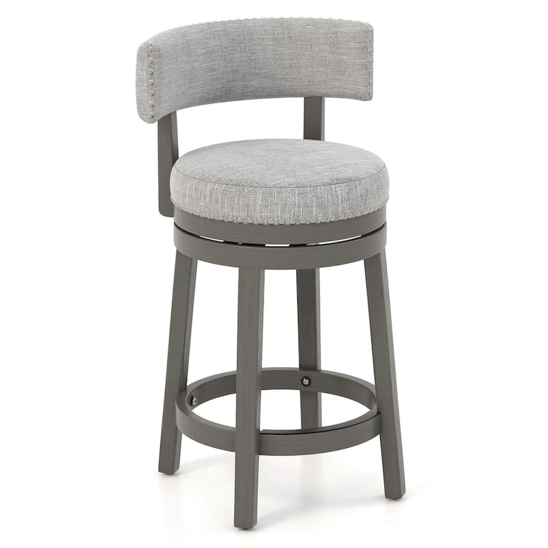 Tabouret de bar pivotant avec dossier rembourré et repose-pieds