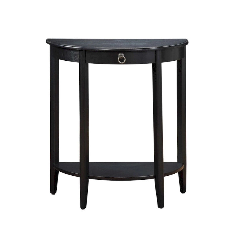 Wooden Half Moon Shaped Console Table with One Storage Drawer - 28 H x 13 W x 26 L Inches