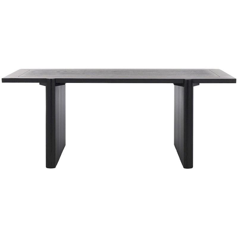 Table basse rectangulaire rustique-chic avec piétement tréteau cannelé