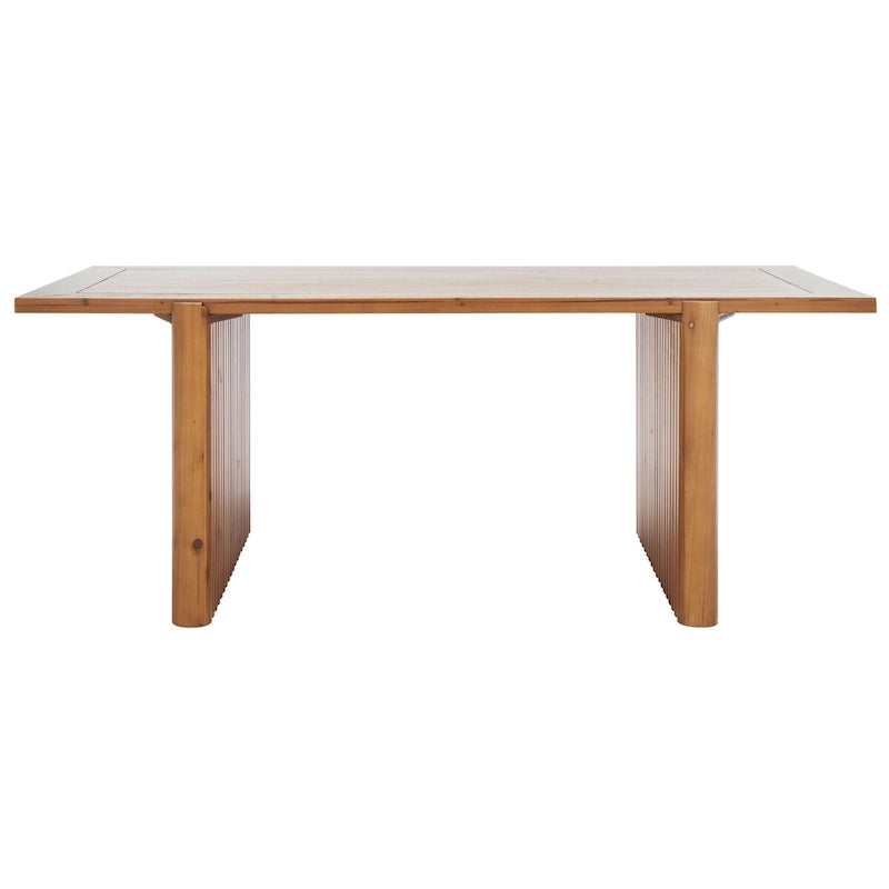 Table basse rectangulaire rustique-chic avec piétement tréteau cannelé