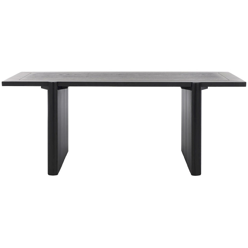Table basse rectangulaire rustique-chic avec piétement tréteau cannelé