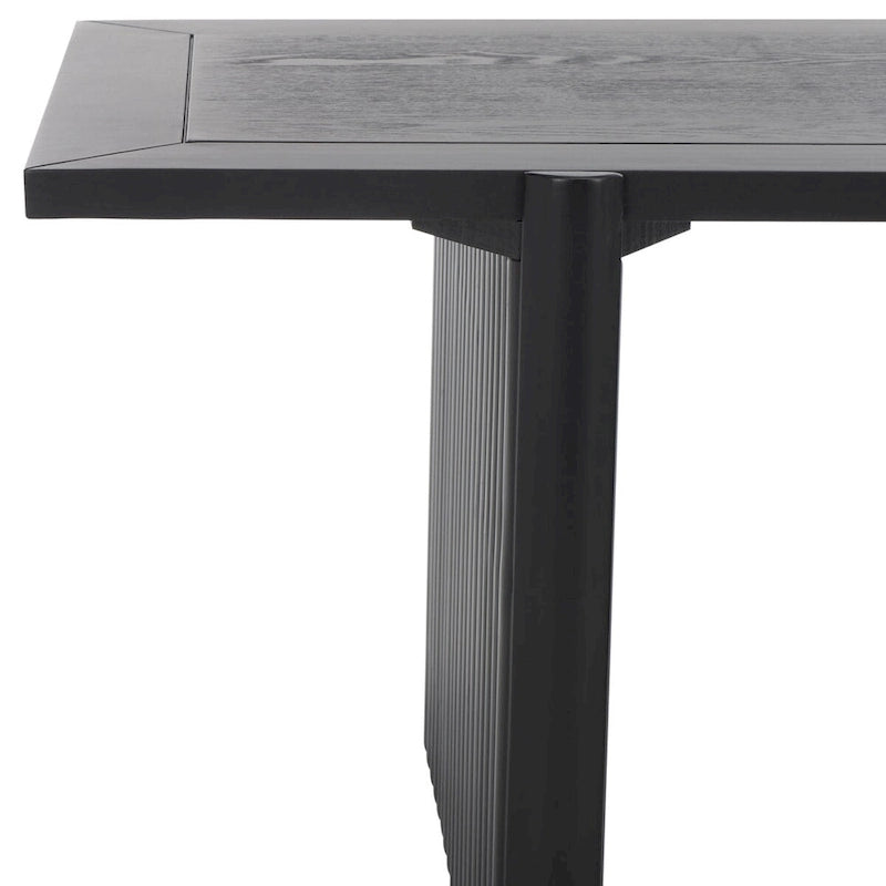 Table basse rectangulaire rustique-chic avec piétement tréteau cannelé