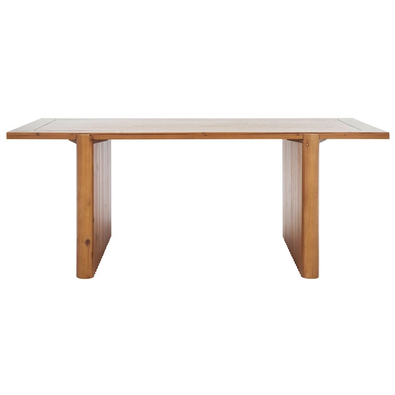 Table basse rectangulaire rustique-chic avec piétement tréteau cannelé