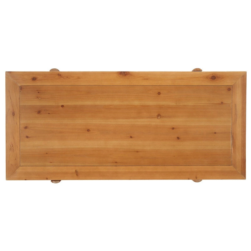 Table basse rectangulaire rustique-chic avec piétement tréteau cannelé