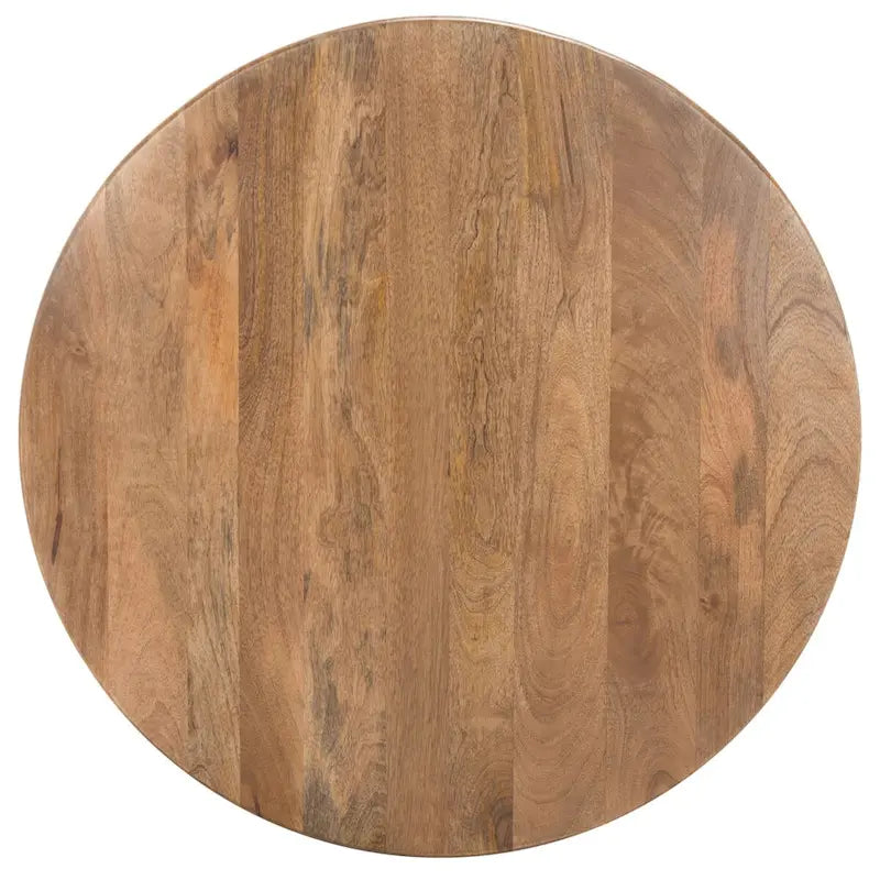 Table basse ronde en bois de manguier avec treillis – Style côtier marocain