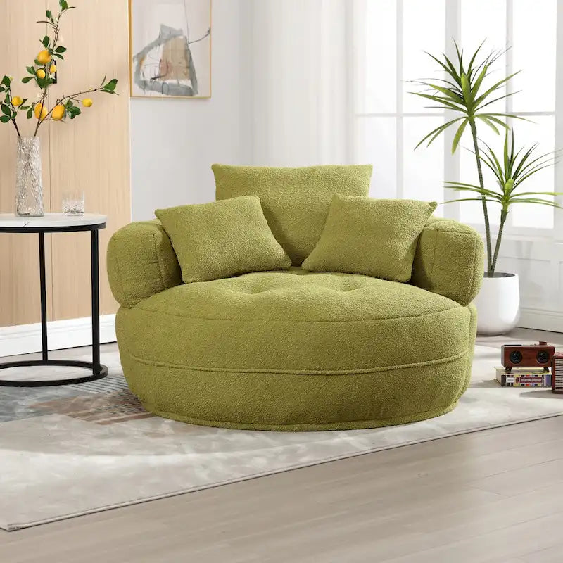 Circular Wide Fabric Sofa Chair