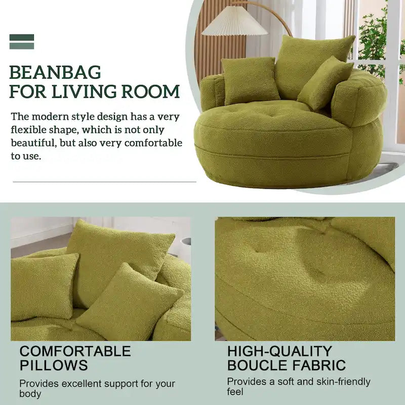 Circular Wide Fabric Sofa Chair