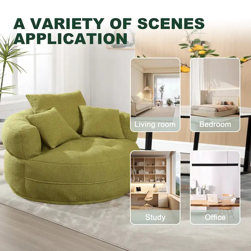 Circular Wide Fabric Sofa Chair