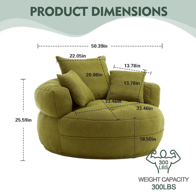Circular Wide Fabric Sofa Chair