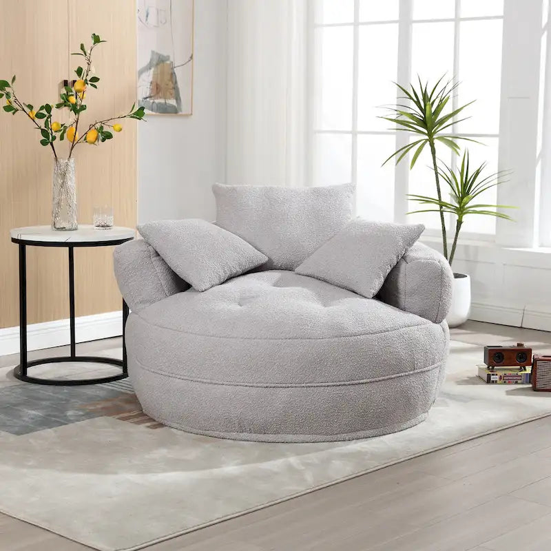 Circular Wide Fabric Sofa Chair
