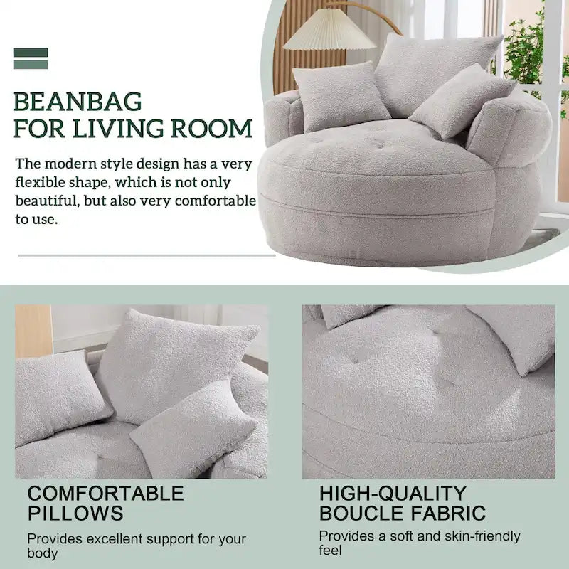 Circular Wide Fabric Sofa Chair