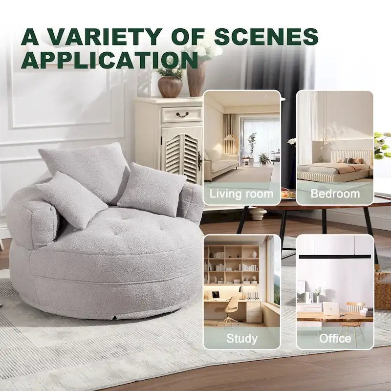 Circular Wide Fabric Sofa Chair