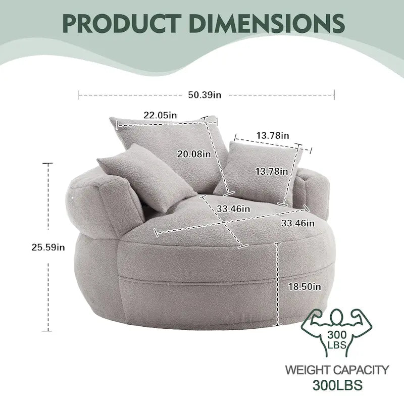 Circular Wide Fabric Sofa Chair