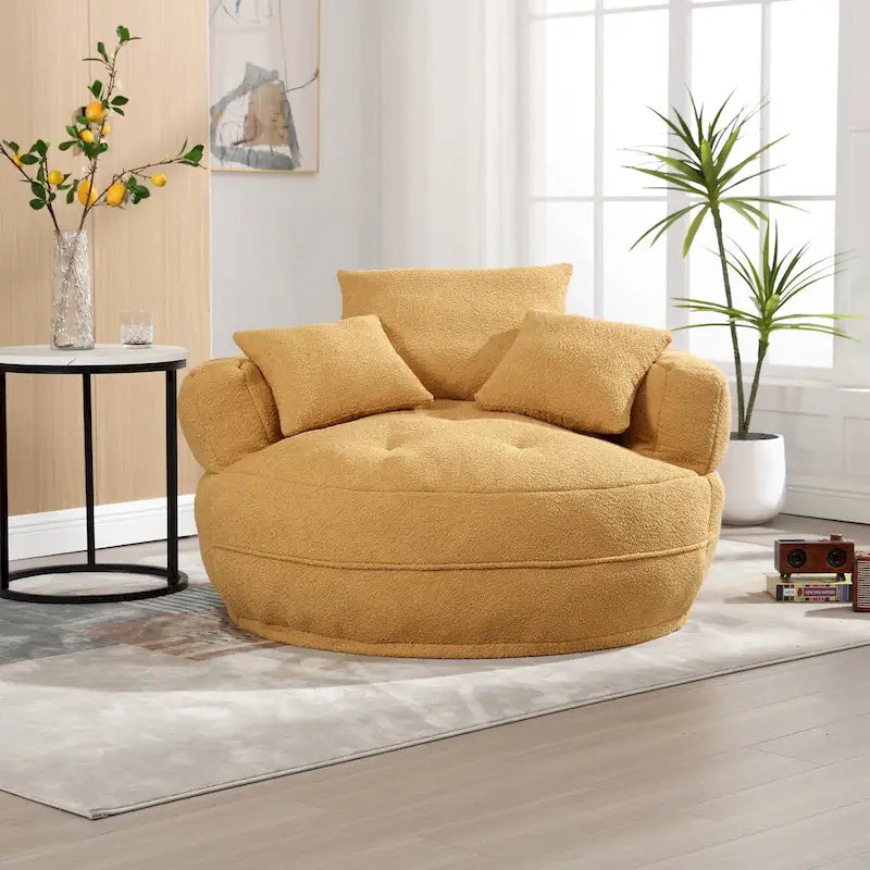 Circular Wide Fabric Sofa Chair