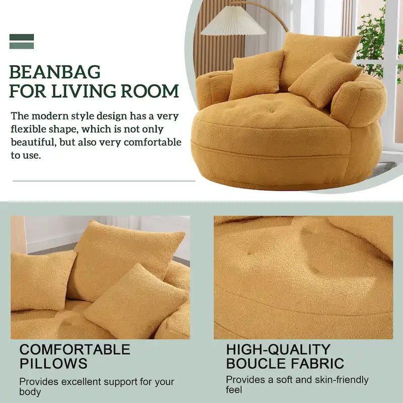 Circular Wide Fabric Sofa Chair