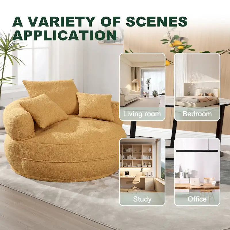 Circular Wide Fabric Sofa Chair