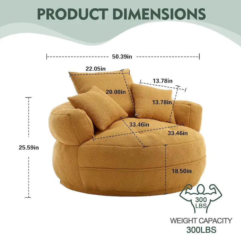 Circular Wide Fabric Sofa Chair