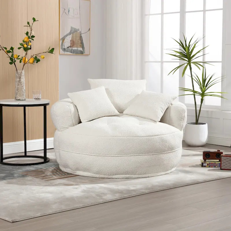 Circular Wide Fabric Sofa Chair