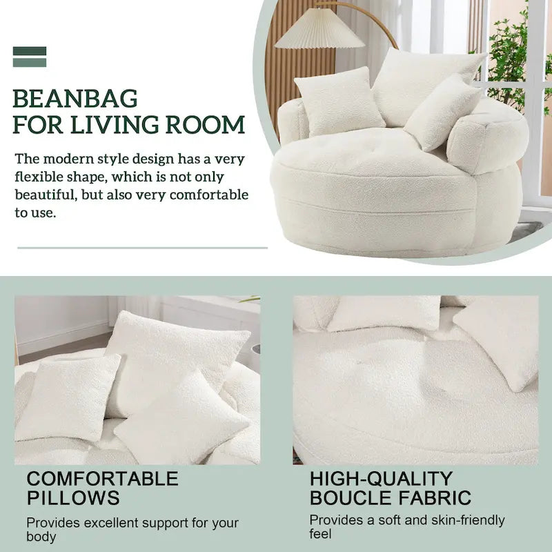 Circular Wide Fabric Sofa Chair