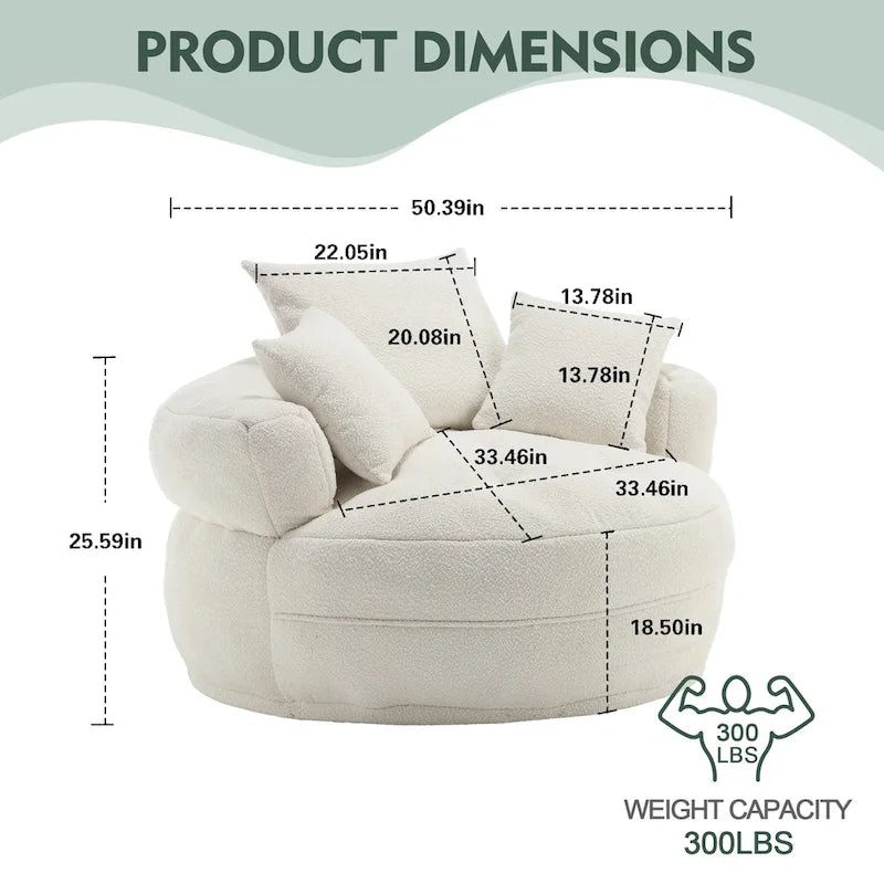 Circular Wide Fabric Sofa Chair