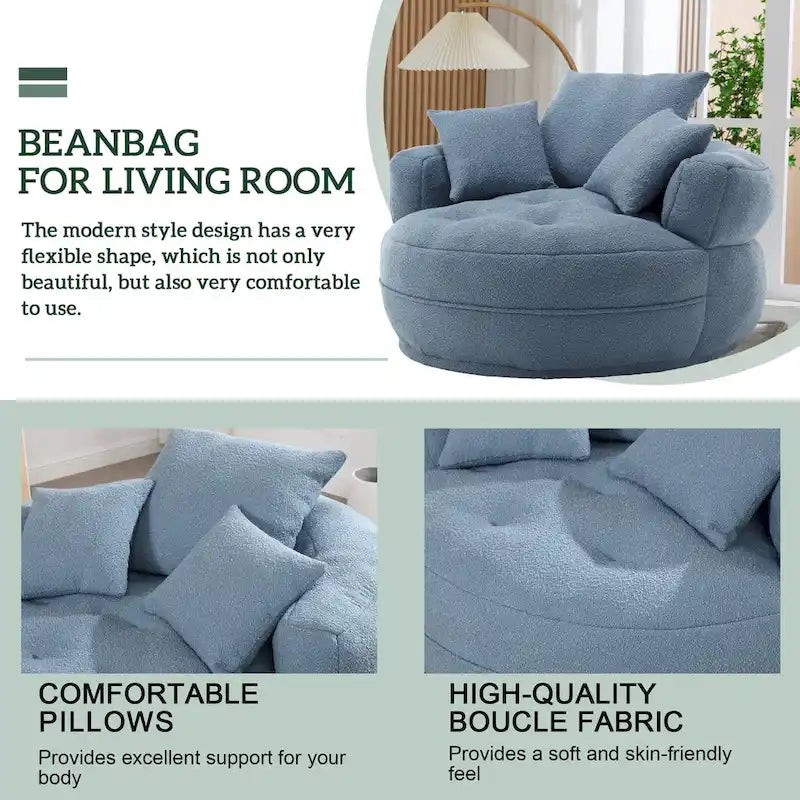 Circular Wide Fabric Sofa Chair