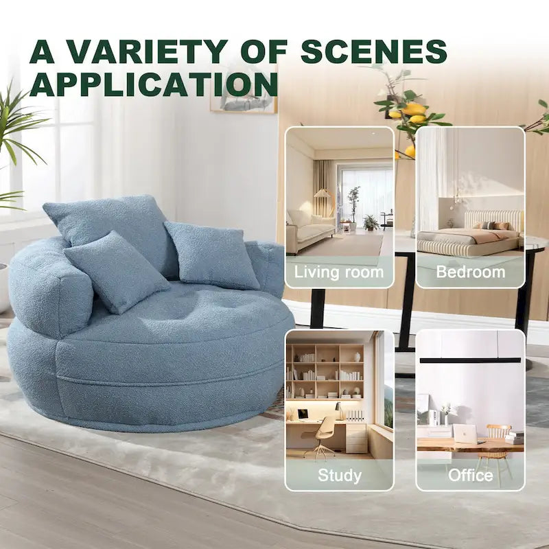 Circular Wide Fabric Sofa Chair