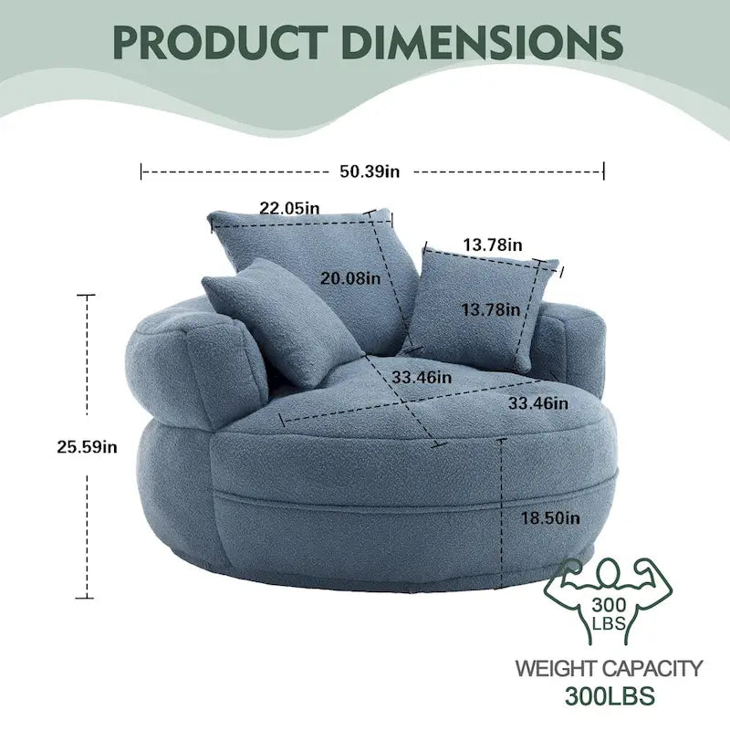 Circular Wide Fabric Sofa Chair
