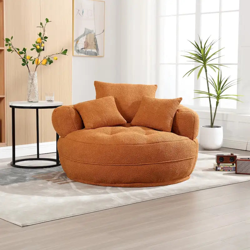 Circular Wide Fabric Sofa Chair