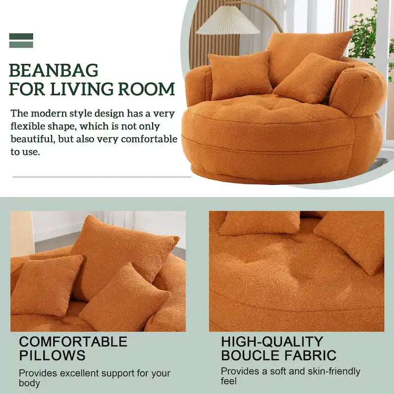 Circular Wide Fabric Sofa Chair