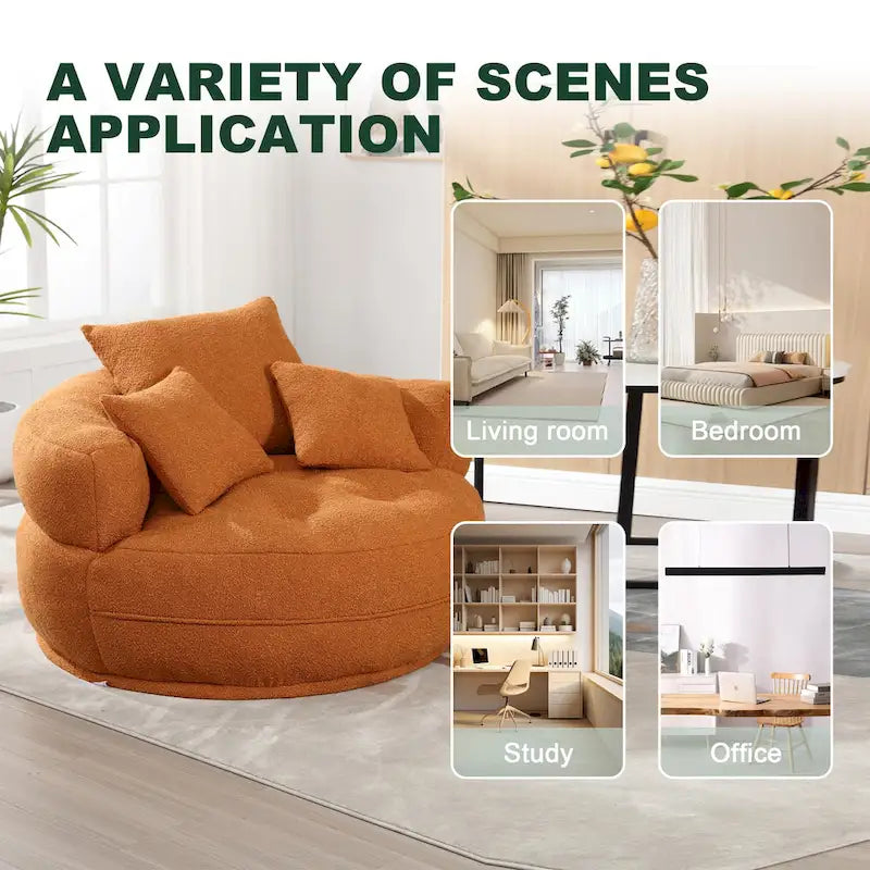 Circular Wide Fabric Sofa Chair