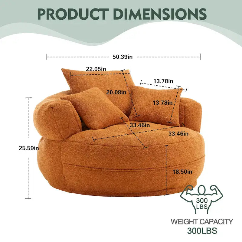 Circular Wide Fabric Sofa Chair