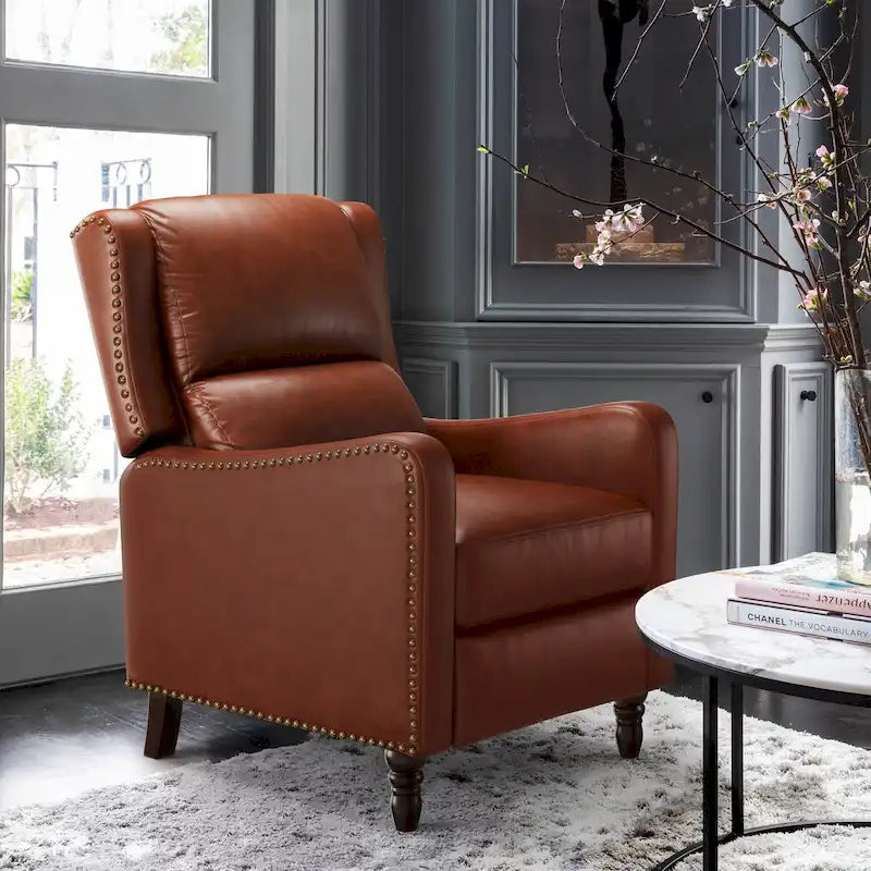 Fauteuil inclinable en cuir véritable - Style Mid-Century