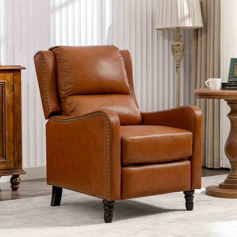 Fauteuil inclinable en cuir véritable - Style Mid-Century